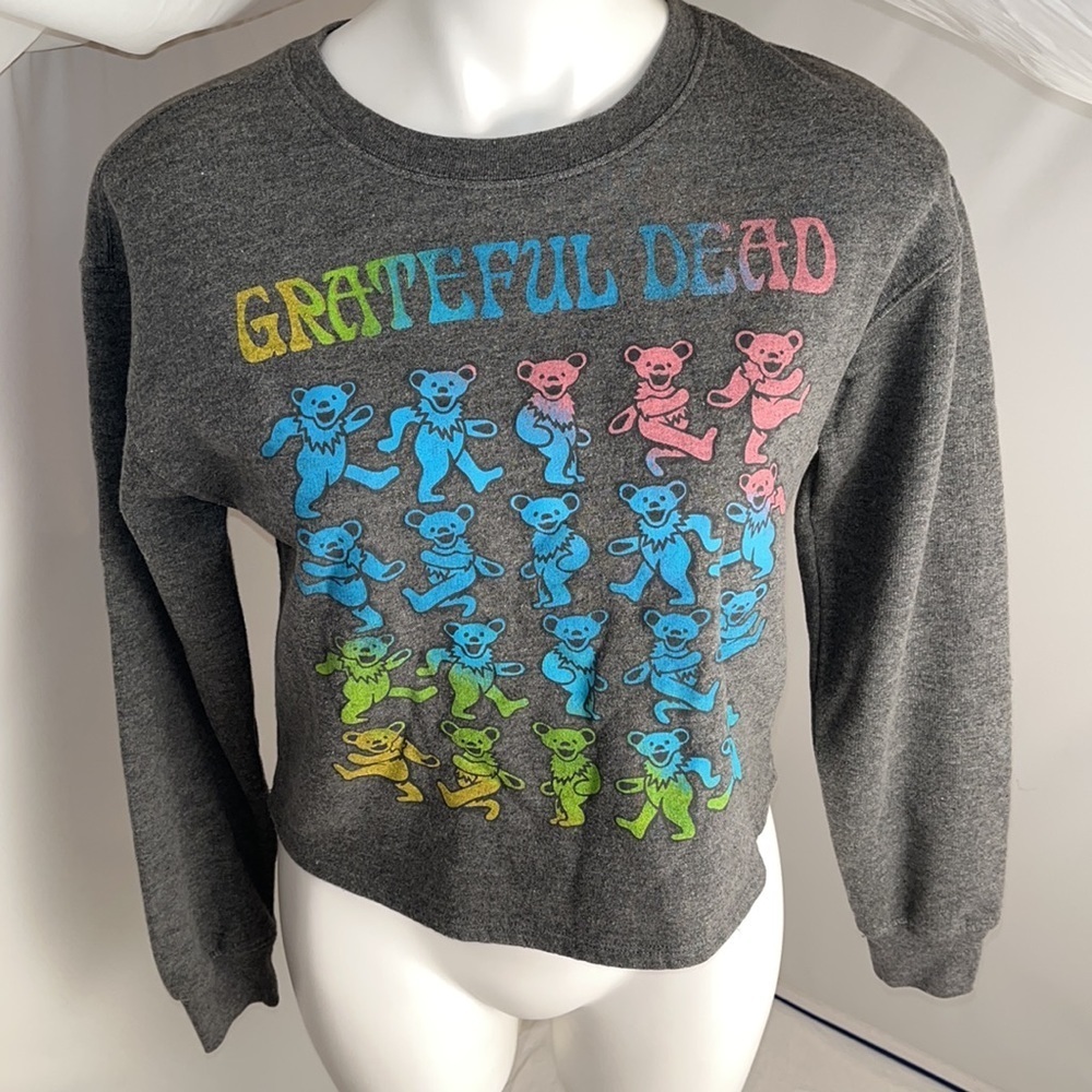 Love Tribe Grateful Dead rainbow dancing bears gray crew neck sweatshirt